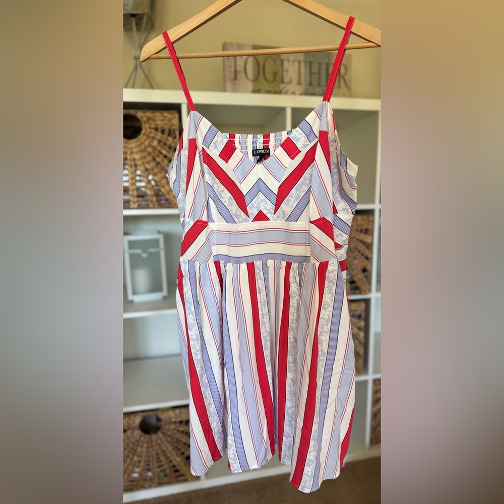 Express Striped Empire Smocked Elastic Summer Dress